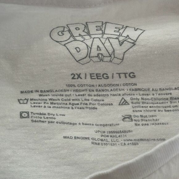 Green Day Mens White Short Sleeve Tshirt size 2xl Dookie - Picture 5 of 5
